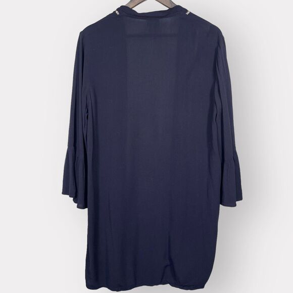 Knox Rose Open Cardigan Women M Blue Embroidery Rayon Soft Fabric Flared D22 - Picture 6 of 13